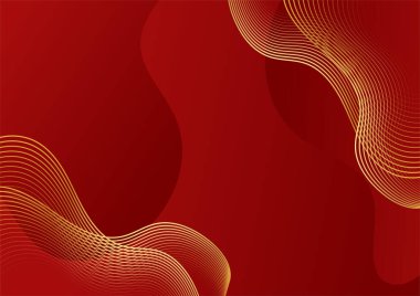 Modern lüks kırmızı ve altın soyut dalga arka plan pankartı. Soyut kırmızı ve altın çizgiler arkaplanı