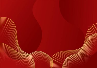 Modern lüks kırmızı ve altın soyut dalga arka plan pankartı. Soyut kırmızı ve altın çizgiler arkaplanı