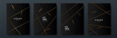 Modern lüks siyah ve altın çizgiler soyut arkaplanı kapsıyor. Modern siyah çizgili kapak tasarımı. Lüks yaratıcı altın dinamik diyagonal dalga modeli davetiye, düğün, kartvizit için