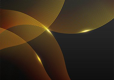 Işık efektli soyut siyah ve altın çizgiler