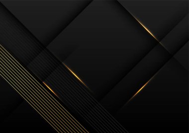 Işık efektli soyut siyah ve altın çizgiler