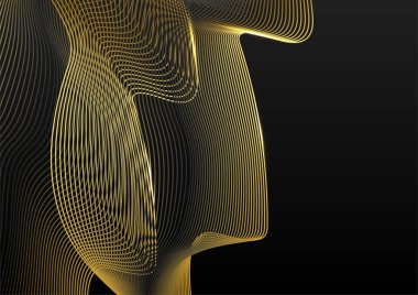 Işık efektli soyut siyah ve altın çizgiler