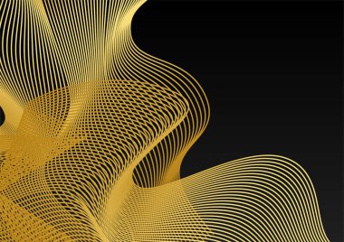 Işık efektli soyut siyah ve altın çizgiler