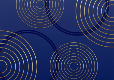 Soyut mavi ve altın rengi 3d çizgi şekilli pankart arkaplanı