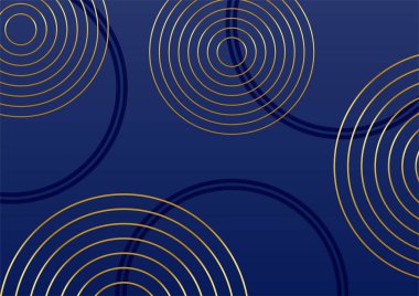 Soyut mavi ve altın rengi 3d çizgi şekilli pankart arkaplanı