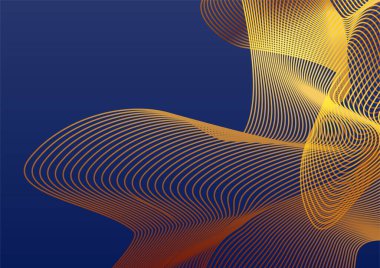 Soyut mavi ve altın rengi 3d çizgi şekilli pankart arkaplanı