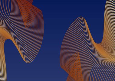 Soyut mavi ve altın rengi 3d çizgi şekilli pankart arkaplanı