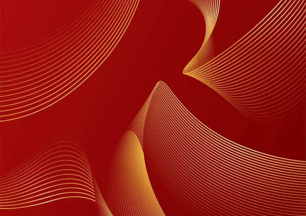 Abstrakte Rote Und Goldene Linien Hintergrund — Stockvektor