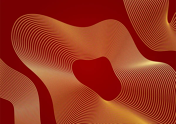 現代の豪華な赤と金の抽象波線の背景バナー 要旨赤と金の線背景 — ストックベクタ