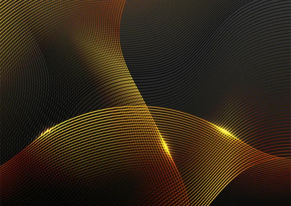 Fondo Abstracto Líneas Negras Doradas Con Efecto Luz — Vector de stock