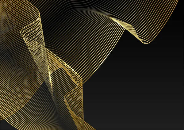 Abstract Zwarte Gouden Lijnen Achtergrond Met Lichteffect — Stockvector