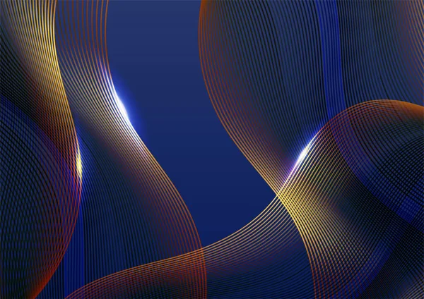 Абстрактний Синій Золотий Візерунок Лінії Банерний Фон — стоковий вектор