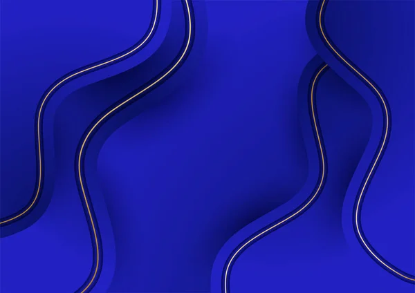 Abstrato Azul Dourado Linha Forma Padrão Banner Fundo —  Vetores de Stock