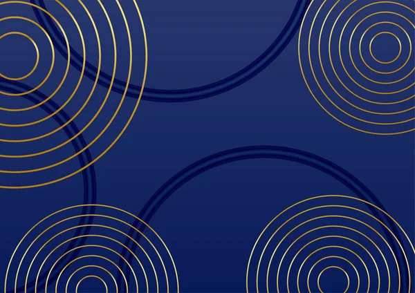 Soyut mavi ve altın rengi 3d çizgi şekilli pankart arkaplanı