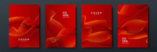 Moderner Abstrakter Roter Und Goldener Cover Line Hintergrund Design Für — Stockvektor