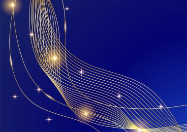 Soyut çizgi altın mavi kapak tasarımı arka plan