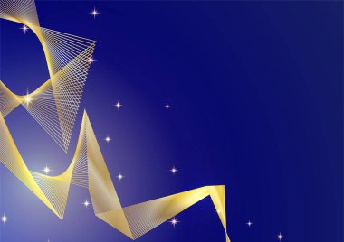 Soyut çizgi altın mavi kapak tasarımı arka plan