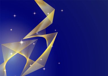 Soyut çizgi altın mavi kapak tasarımı arka plan