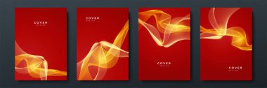 Soyut çizgi kırmızı altın kapak tasarımı arka plan