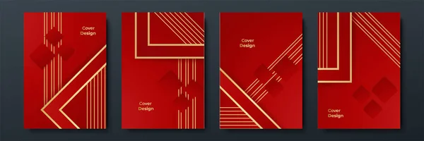 Abstrakte Linie Rot Gold Cover Design Hintergrund — Stockvektor