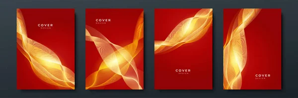 Abstrakte Linie Rot Gold Cover Design Hintergrund — Stockvektor