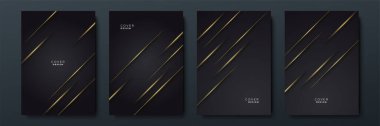 Soyut siyah ve altın rengi kapak şablonu afiş arkaplan