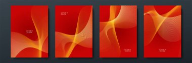 Soyut çizgi kırmızı altın kapak tasarımı arka plan