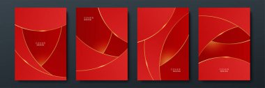 Soyut çizgi kırmızı altın kapak tasarımı arka plan