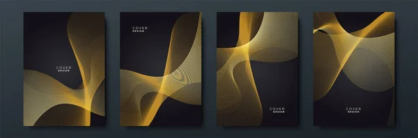 Abstrato Preto Ouro Capa Luxo Modelo Banner Fundo — Vetor de Stock