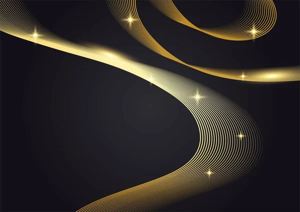Abstrakte Linie Goldenen Schwarzen Deckel Design Hintergrund — Stockvektor