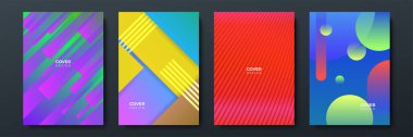 Poster kapağı tasarımı için soyut modayı değiştiren geometrik model arkaplan dokusu. En düşük renk eğimli pankart şablonu. Broşür için modern vektör dalga şekli