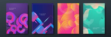 Poster kapağı tasarımı için soyut modayı değiştiren geometrik model arkaplan dokusu. En düşük renk eğimli pankart şablonu. Broşür için modern vektör dalga şekli