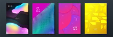 Poster kapağı tasarımı için soyut modayı değiştiren geometrik model arkaplan dokusu. En düşük renk eğimli pankart şablonu. Broşür için modern vektör dalga şekli