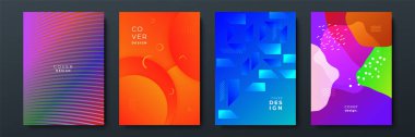 Poster kapağı tasarımı için soyut modayı değiştiren geometrik model arkaplan dokusu. En düşük renk eğimli pankart şablonu. Broşür için modern vektör dalga şekli