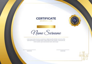 Modern iş siyah beyaz ve altın sertifikalı altın rozet ve sınır