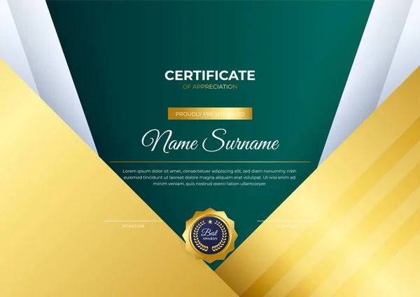 Профессиональный Золотой Зеленый Сертификат — стоковый вектор