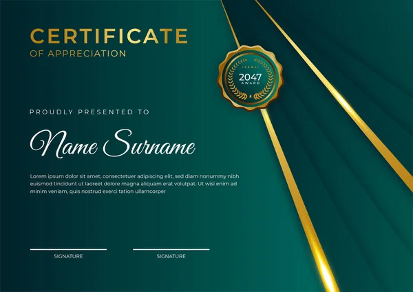 Профессиональный Золотой Зеленый Сертификат — стоковый вектор