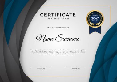 Modern iş siyah beyaz ve altın sertifikalı altın rozet ve sınır