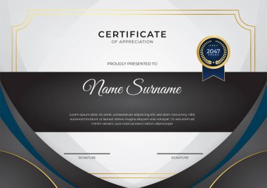 Modern iş siyah beyaz ve altın sertifikalı altın rozet ve sınır