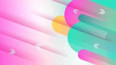 gradyan memphis yeşil pembe soyut geometrik tasarım arka planı