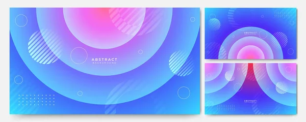 Set Abstract Modern Trendy Minimal Colorful Background Dynamic Shapes Composition — Stock Vector