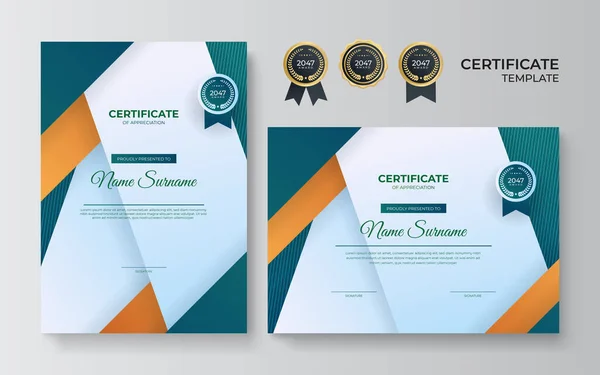 Moderní Modrý Certifikát Šablony Okraje Pro Vyznamenání Diplom Tisk Profesionální — Stockový vektor