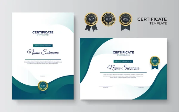 Nowoczesny Niebieski Wzór Certyfikatu Granicy Nagrody Dyplom Drukowania Profesjonalny Biznesowy — Wektor stockowy