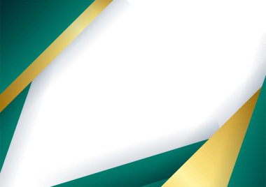 Koyu yeşil ve altın soyut arkaplan sunum tasarımı için modern minimalist. İş dünyası, şirket, kurum, parti, şenlik, seminer ve görüşmeler için uygun.