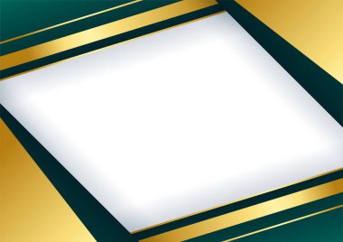 Koyu yeşil ve altın soyut arkaplan sunum tasarımı için modern minimalist. İş dünyası, şirket, kurum, parti, şenlik, seminer ve görüşmeler için uygun.