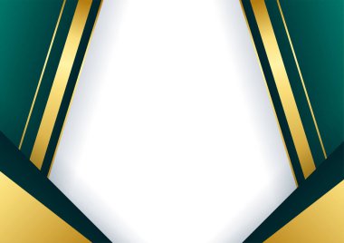 Koyu yeşil ve altın soyut arkaplan sunum tasarımı için modern minimalist. İş dünyası, şirket, kurum, parti, şenlik, seminer ve görüşmeler için uygun.