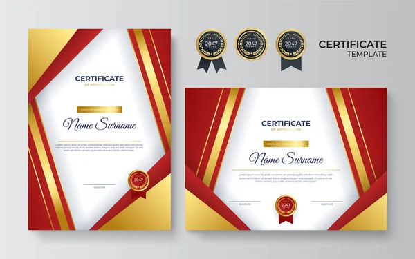 Modelo Certificado Vermelho Moderno Fronteira Para Prêmio Diploma Impressão Certificado —  Vetores de Stock