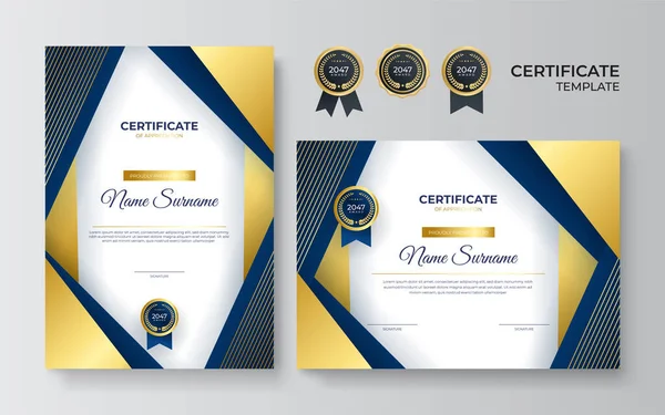 Moderní Modrý Certifikát Šablony Okraje Pro Vyznamenání Diplom Tisk Modrá — Stockový vektor