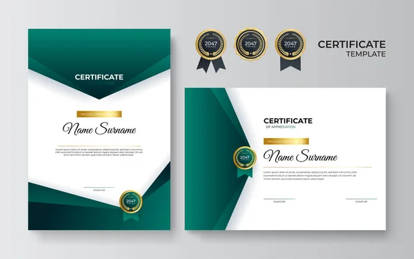 Moderní Modrý Certifikát Šablony Okraje Pro Vyznamenání Diplom Tisk Zelená — Stockový vektor