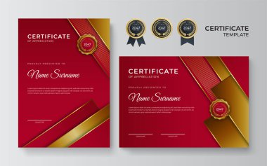 Profesyonel kırmızı sertifika tasarım şablonu